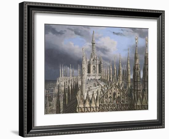 Roof of Milan Cathedral-Luigi Ossip Premazzi-Framed Giclee Print