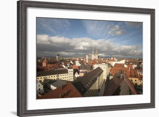 Roof Top View of Old Town Regensburg, Germany-Dave Bartruff-Framed Photographic Print