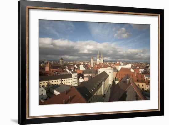 Roof Top View of Old Town Regensburg, Germany-Dave Bartruff-Framed Photographic Print