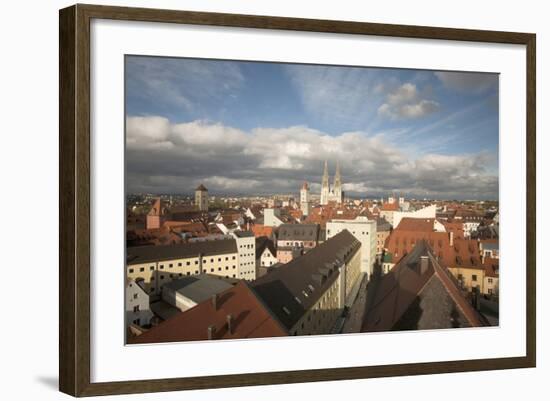 Roof Top View of Old Town Regensburg, Germany-Dave Bartruff-Framed Photographic Print