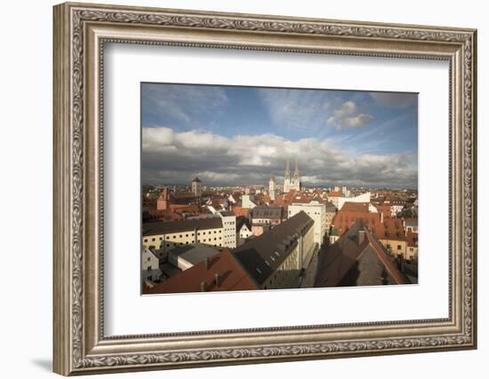 Roof Top View of Old Town Regensburg, Germany-Dave Bartruff-Framed Photographic Print