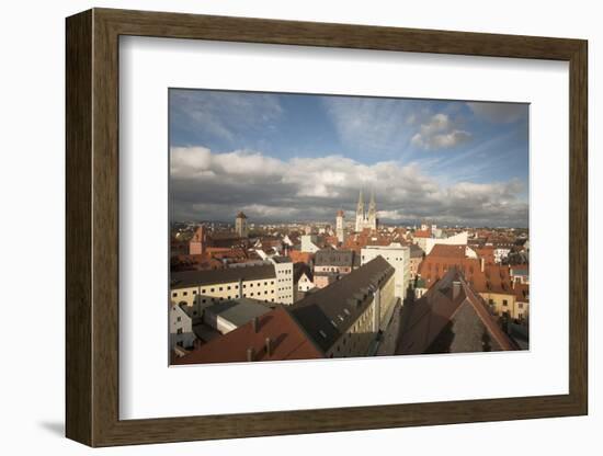 Roof Top View of Old Town Regensburg, Germany-Dave Bartruff-Framed Photographic Print