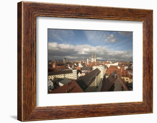 Roof Top View of Old Town Regensburg, Germany-Dave Bartruff-Framed Photographic Print