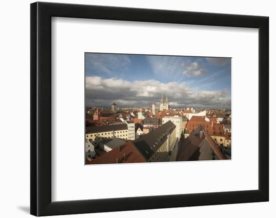 Roof Top View of Old Town Regensburg, Germany-Dave Bartruff-Framed Photographic Print