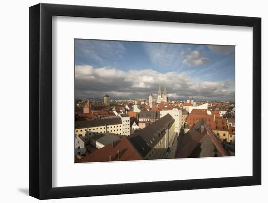 Roof Top View of Old Town Regensburg, Germany-Dave Bartruff-Framed Photographic Print