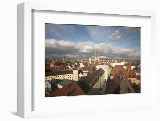 Roof Top View of Old Town Regensburg, Germany-Dave Bartruff-Framed Photographic Print