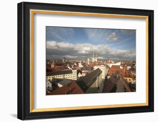Roof Top View of Old Town Regensburg, Germany-Dave Bartruff-Framed Photographic Print