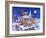 Roof with Santa in Sleigh Pulled by Reindeer at Night in Winterchristmas-Bill Bell-Framed Giclee Print