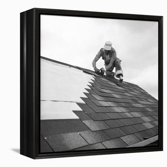 Roofer Working in Levittown-Tony Linck-Framed Premier Image Canvas