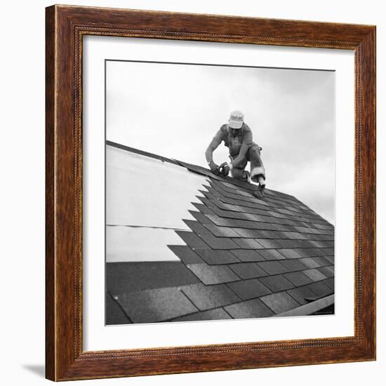Roofer Working in Levittown-Tony Linck-Framed Photographic Print