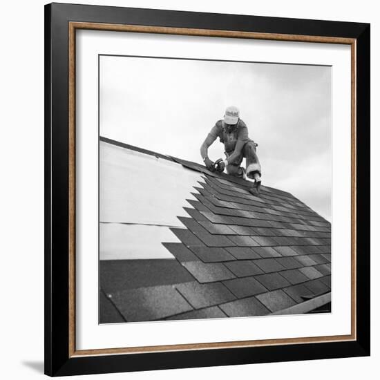 Roofer Working in Levittown-Tony Linck-Framed Photographic Print
