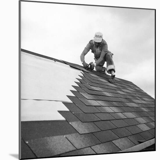 Roofer Working in Levittown-Tony Linck-Mounted Photographic Print