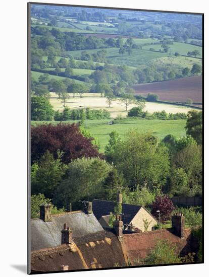 Roofs of Houses in Shaftesbury and Typical Patchwork Fields Beyond, Dorset, England, United Kingdom-Julia Bayne-Mounted Photographic Print