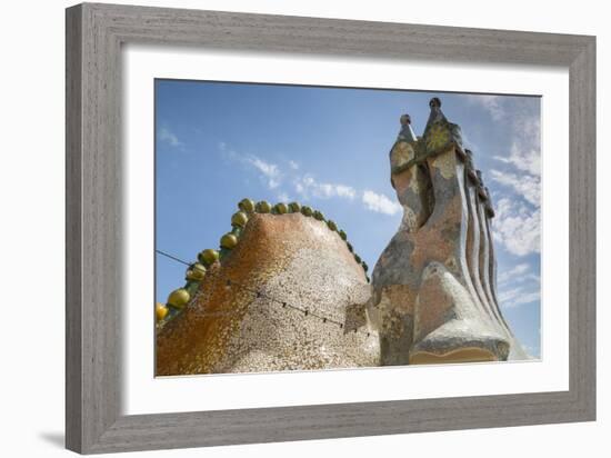 Rooftop of Antoni Gaudi's Casa Batllo building, UNESCO World Heritage Site, Barcelona, Spain-Frank Fell-Framed Photographic Print