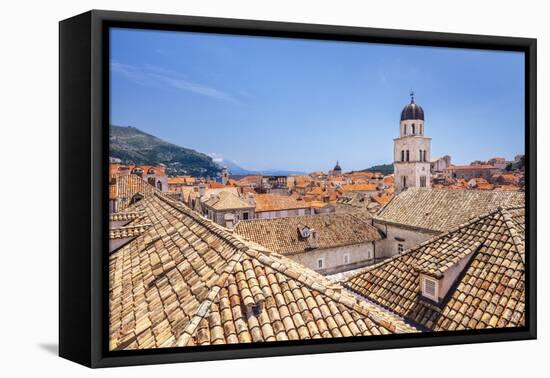 Rooftop view of Franciscan Church, bell tower and Monastery, Dubrovnik Old Town, UNESCO World Herit-Neale Clark-Framed Premier Image Canvas