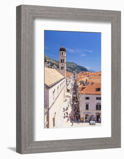 Rooftop view of Main Street Placa, Stradun, Dubrovnik Old Town, UNESCO World Heritage Site, Dubrovn-Neale Clark-Framed Photographic Print