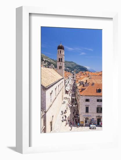 Rooftop view of Main Street Placa, Stradun, Dubrovnik Old Town, UNESCO World Heritage Site, Dubrovn-Neale Clark-Framed Photographic Print