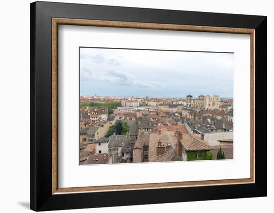 Rooftop view of Saint John the Baptist Cathedral and Old Town, Lyon, France-Jim Engelbrecht-Framed Photographic Print