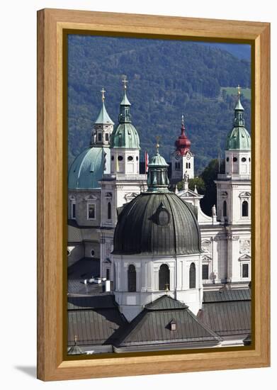 Rooftop View of the Baroque Church Domes and Spires of Salzburg, Austria-Julian Castle-Framed Stretched Canvas