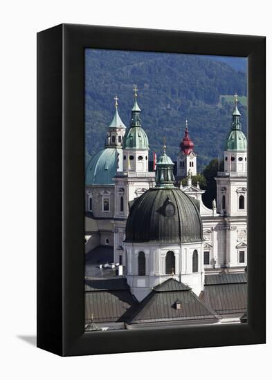 Rooftop View of the Baroque Church Domes and Spires of Salzburg, Austria-Julian Castle-Framed Stretched Canvas