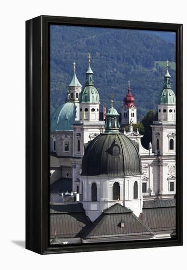 Rooftop View of the Baroque Church Domes and Spires of Salzburg, Austria-Julian Castle-Framed Stretched Canvas