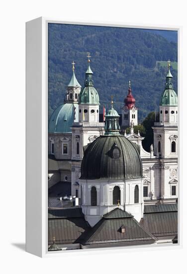 Rooftop View of the Baroque Church Domes and Spires of Salzburg, Austria-Julian Castle-Framed Stretched Canvas