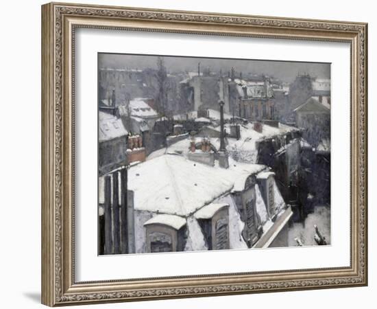 Rooftops in the Snow (Snow Effect)-Gustave Caillebotte-Framed Giclee Print