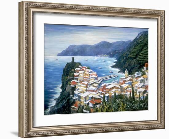 Rooftops of Vernazza, Cinque Terre Italy-Marilyn Dunlap-Framed Art Print