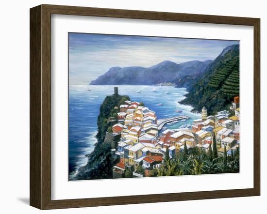 Rooftops of Vernazza, Cinque Terre Italy-Marilyn Dunlap-Framed Art Print