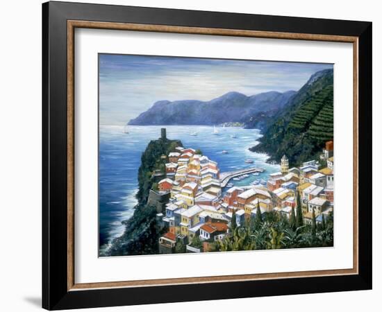 Rooftops of Vernazza, Cinque Terre Italy-Marilyn Dunlap-Framed Art Print