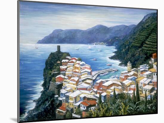 Rooftops of Vernazza, Cinque Terre Italy-Marilyn Dunlap-Mounted Art Print