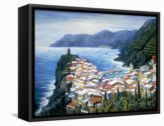 Rooftops of Vernazza, Cinque Terre Italy-Marilyn Dunlap-Framed Stretched Canvas