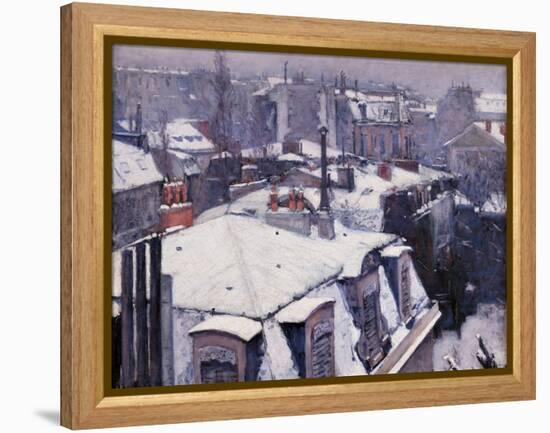 Rooftops under the Snow, Paris-Gustave Caillebotte-Framed Stretched Canvas