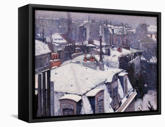 Rooftops under the Snow, Paris-Gustave Caillebotte-Framed Stretched Canvas