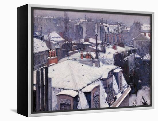 Rooftops under the Snow, Paris-Gustave Caillebotte-Framed Stretched Canvas