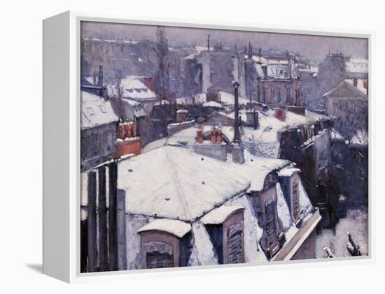 Rooftops under the Snow, Paris-Gustave Caillebotte-Framed Stretched Canvas