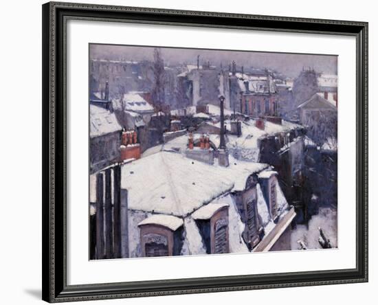 Rooftops under the Snow, Paris-Gustave Caillebotte-Framed Art Print