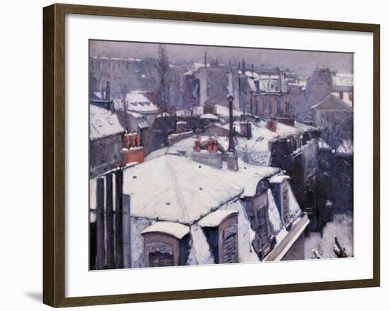 Rooftops under the Snow, Paris-Gustave Caillebotte-Framed Art Print