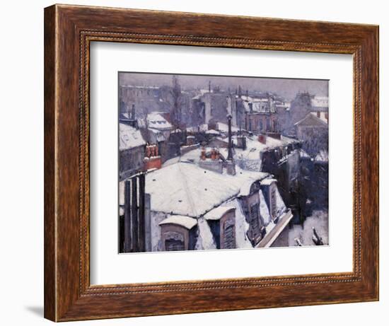 Rooftops under the Snow, Paris-Gustave Caillebotte-Framed Art Print