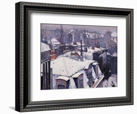 Rooftops under the Snow, Paris-Gustave Caillebotte-Framed Art Print