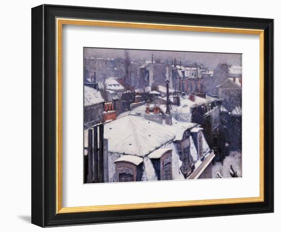 Rooftops under the Snow, Paris-Gustave Caillebotte-Framed Art Print