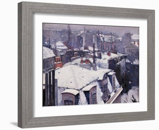 Rooftops under the Snow, Paris-Gustave Caillebotte-Framed Art Print