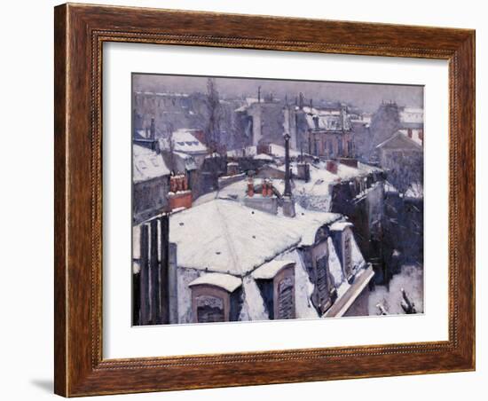 Rooftops under the Snow, Paris-Gustave Caillebotte-Framed Art Print