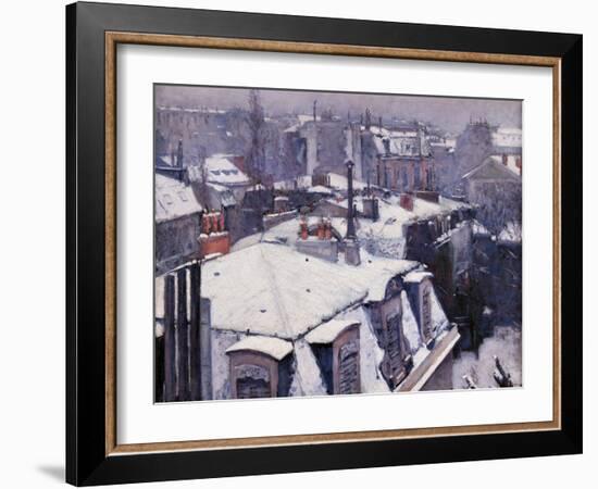 Rooftops under the Snow, Paris-Gustave Caillebotte-Framed Art Print