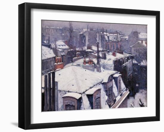 Rooftops under the Snow, Paris-Gustave Caillebotte-Framed Art Print