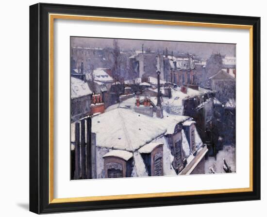 Rooftops under the Snow, Paris-Gustave Caillebotte-Framed Art Print