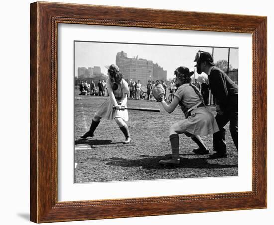 Rookie Outfielder from Racine Preparing to Sock One on the Nose-Wallace Kirkland-Framed Photographic Print