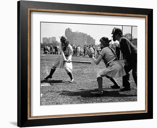 Rookie Outfielder from Racine Preparing to Sock One on the Nose-Wallace Kirkland-Framed Photographic Print