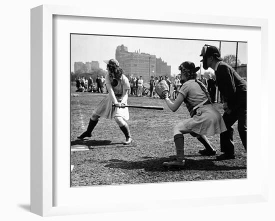 Rookie Outfielder from Racine Preparing to Sock One on the Nose-Wallace Kirkland-Framed Photographic Print