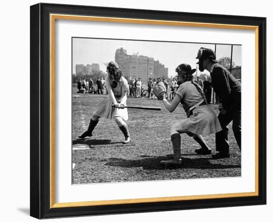 Rookie Outfielder from Racine Preparing to Sock One on the Nose-Wallace Kirkland-Framed Photographic Print